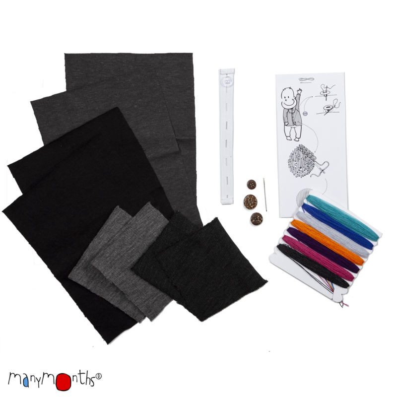 Kind Wol & Zijde Rok, Jurk | In the woods ManyMonths Natural Woollies Shirt Long Sleeve foggy black
