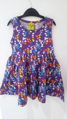 Duns - Women Mouwloze jurk dress gathered - Purple Flowers - Small
