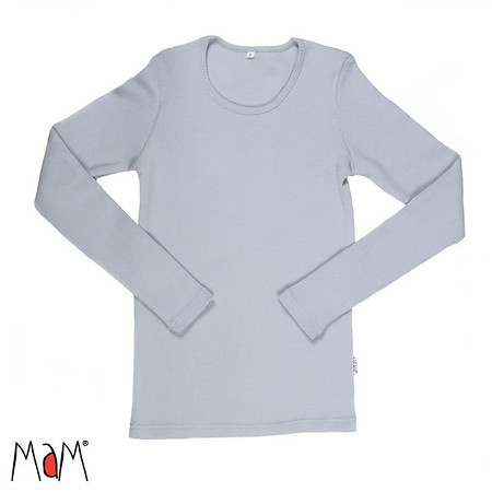 Manymonths MaM - Dames Thermo Longsleeve shirt / trui in soepele merinowol ribstof - Bright Silver in Small = Laatste