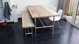 Tafel met steigerbuis onderstel