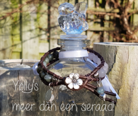 Labradoriet & Rozenquarts edelstenen wrap armband zilver