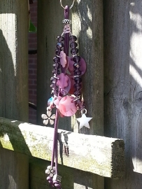 paarse facet kraal met  bloem tassenhanger