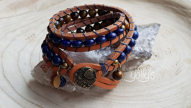 Tijgeroog Lapis Lazuli wrap armband