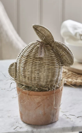 Rustic Rattan Easter Bunny Statue