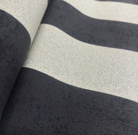 Rasch Glitter Vliesbehang met Strepen – Antraciet/Zandkleur – Modern Design (542363)