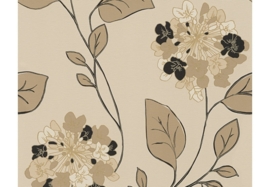 Patroonbehang A.S. Création Satijnbehang Hollywood Bruin, Creme, Metallic 957171