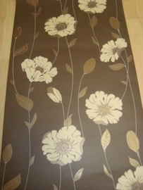 bruin beige bloemen behang xx926