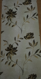 bloemen vinyl behang zwart creme goud xv