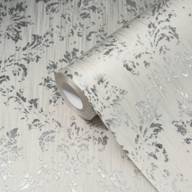 EXCLUSIEF BEHANG TEXTIELLOOK ZILVER GLIM BAROK 30662-2