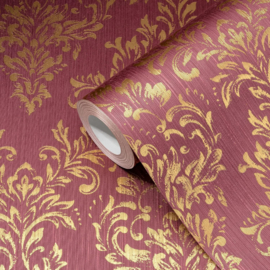 EXCLUSIEF BEHANG TEXTIELLOOK CAFE KROEGEN ROOD BAROK