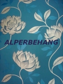 blauw bloemen behang goud xx17