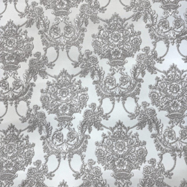 Luxe Klassiek Barok Behang Beige/Crème – Vliesbehang Hotel Chic met Linnen Structuur