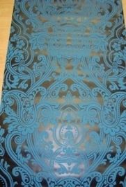 barok behang zwart blauw glans vlies 64
