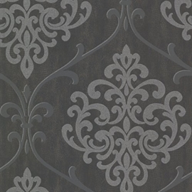 barok glitter behang zwart zilver 020718