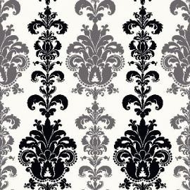 barok behang zwart wit zilver  925223