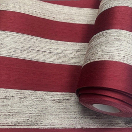 Rasch 085005 Vliesbehang – Rood Linnen Streep | Klassiek