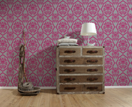barok behang roze grijs 95224-3