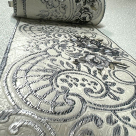 Behangrand bloemen metalic 3D geverfte look