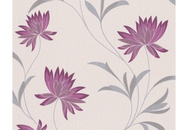 Patroonbehang A.S. Création Structuurbehang Atlanta Bruin Creme, Metallic, Violet 957203
