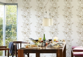 Patroonbehang Brigitte Home Behang Zuiverwit, Cremewit, Beigegrijs, Goudkleurig 941724