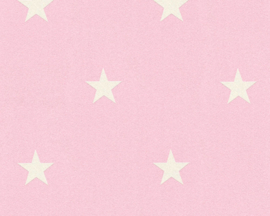 wit roze sterren behang 35991-2