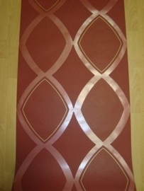 retro vinyl rood metalic behang x8