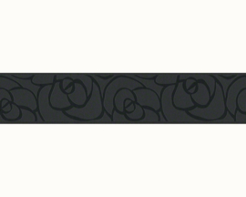 Behangrand zwart bloemen 94026-6