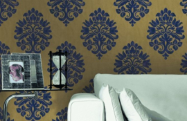 blauw goud barok behang 545722