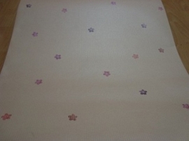 paars oranje roze kleine bloemen behang x921