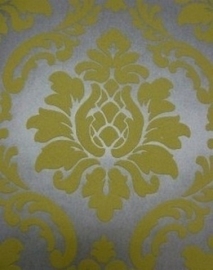 barok behang vinyl parelmoer zilver geel 139 ,,