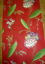 rood bloemen vinyl behang xx4
