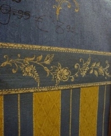blauw goud bloemen behangrand xx909