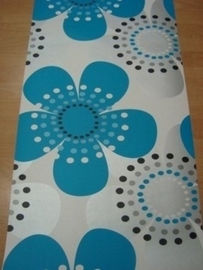 retro behang jaren 70 zilver blauw wit x2