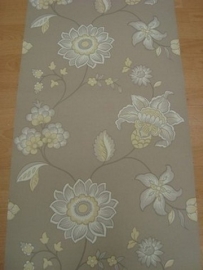 grijs beige stijlvol bloemen behang xx916