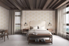 EXCLUSIEF BEHANG TEXTIELLOOK GOUD GLIM BLOEMEN 30657-1