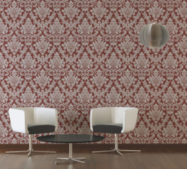 Rood glitter behang barokstijl 37270-5
