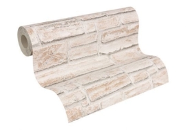 Patroonbehang 3d A.S. Création Dekora Natuur 6 Signaalwit, Bruinbeige, Muisgrijs