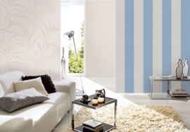 Blauw Strepen vlies Beige, Blauw x2