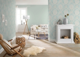 GROEN BAROK BEHANG PARELMOER GLIM RASCH 204810
