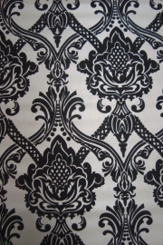 zwart wit metalic barok vlies behang 139