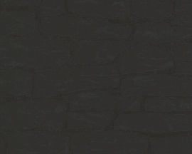 AS Creation New England zwart behang 1395-11 Steenmotief
