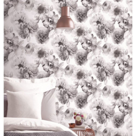 Bloemen behang Hortensia met glitter 3D look