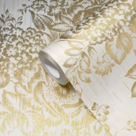 EXCLUSIEF BEHANG TEXTIELLOOK GOUD GLIM BLOEMEN 30657-1