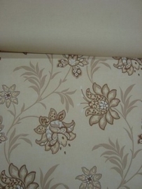 bruin beige bloemen behang xx917