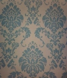 barok behang blauw creme trendy C1