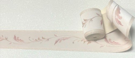 bladmotief behangrand gedempte tint van oud roze & creme
