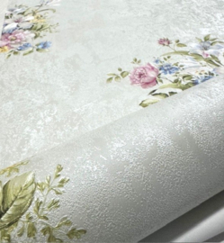 Engelse bloemen behang klaprozen satijn 37225-5