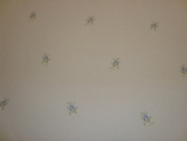 blauw creme engelse kleine bloemetjes behang xx968