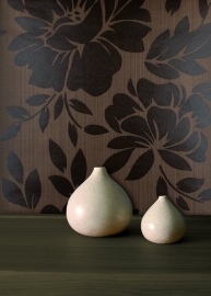 bruin bloemen vlies behang x50