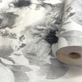 Bloemen behang Hortensia met glitter 3D look